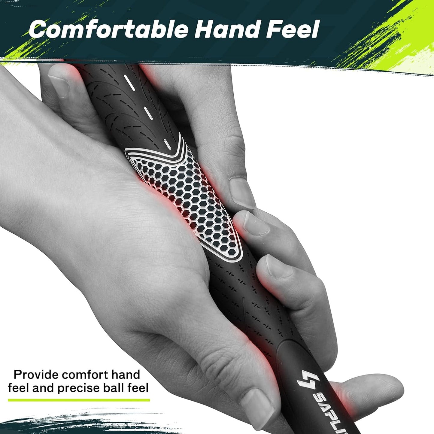 SAPLIZE Golf Grips Set of 13, Bundle with Tape or Full Regripping Kit, Jumbo / Mid / Standard / Undersize, Women / Men Anti-slip Rubber Golf Club Grips, CC01 Series