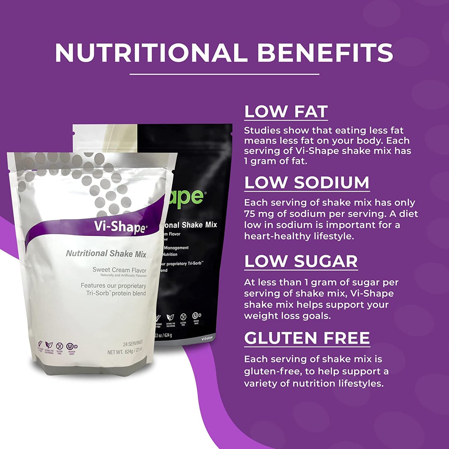 Vi-Shape Original Nutritional Shake Mix Sweet Cream Flavor | 22oz (2 Bags, 48 Servings)