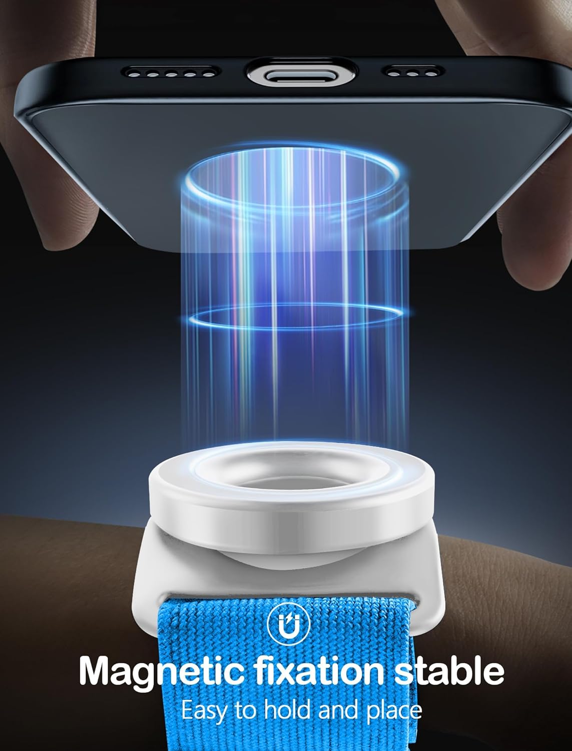 TOPGO Running Phone Holder for iPhone [360° Rotatable & Upgrade Anti-Drop] Magnetic Wrist Phone Holder, Armband Cell Phone Holder Compatible with magsafe iPhone 17 Pro Max and Android - Blue