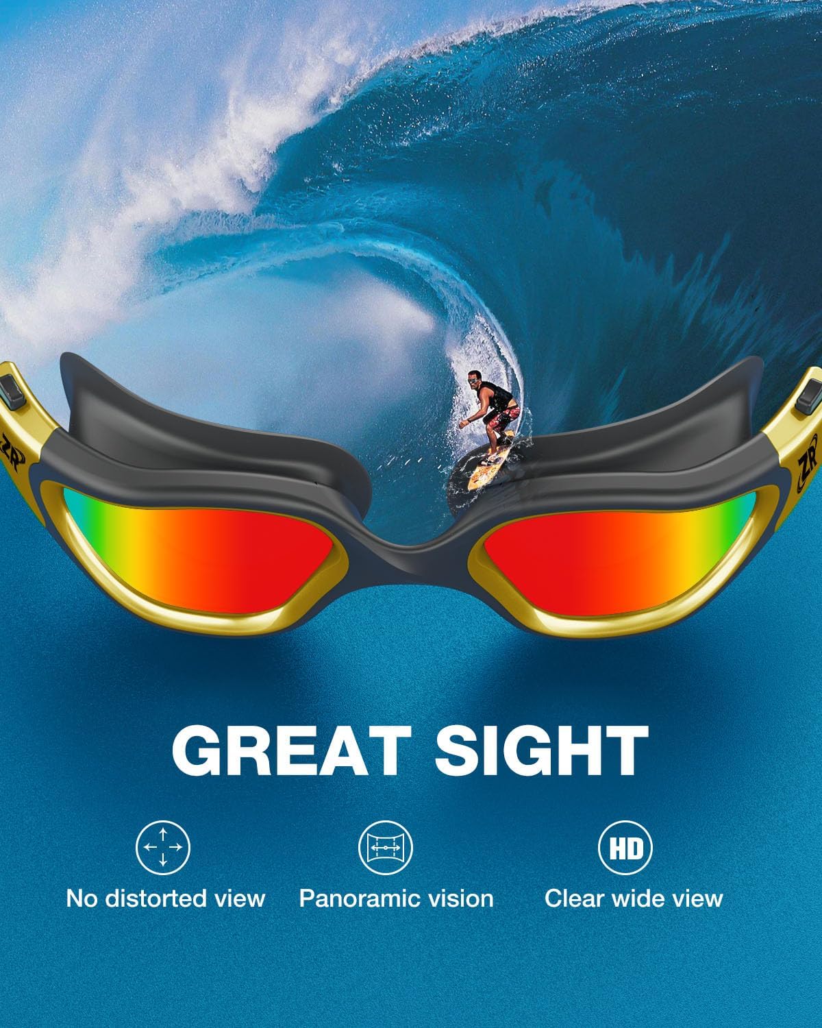 ZIONOR Swim Goggles, G1 MAX Polarized Anti-Fog Swimming Goggles for Men Women