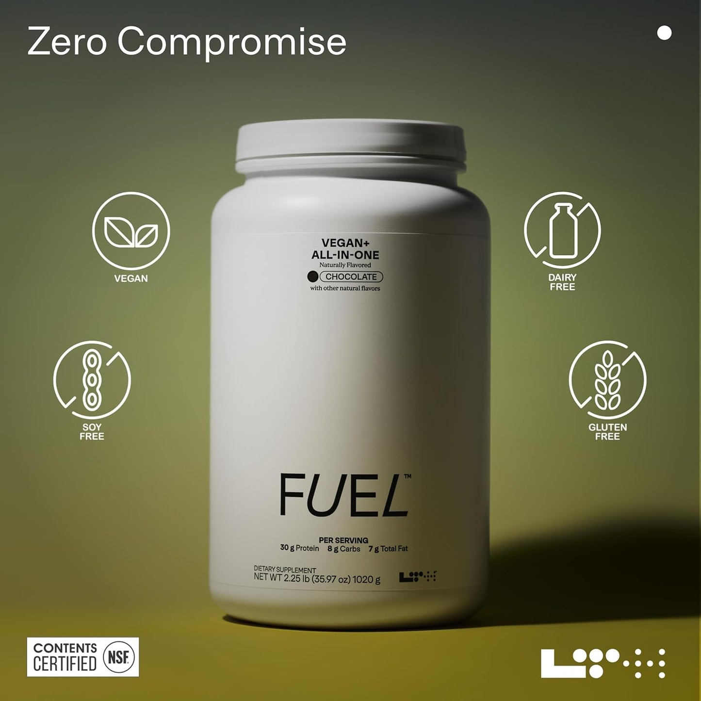 LTH Fuel Vegan & All-in-One - Trusted by Life Time Fitness Members - 30g Protein - Plant-Based Protein Meal Replacement - Vitamins, Minerals, Digestive Enzymes & Probiotics - Chocolate, 20 Servings