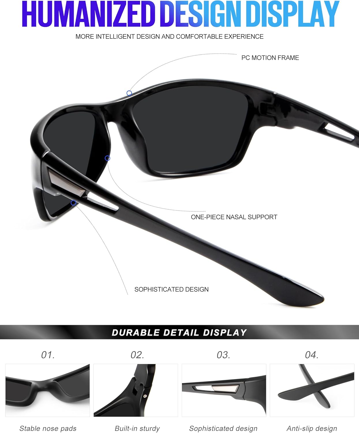 KALIYADI Polarized Sunglasses for Men, Sports Sun Glasses for Driving Cycling Fishing with UV protection