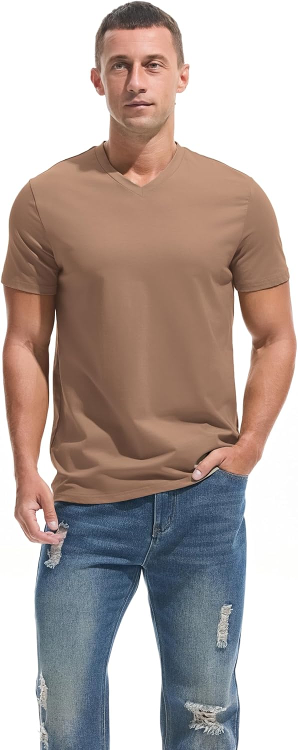 VEIISAR Premium V Neck T Shirts for Men - Modern Fitted Tees Vneck Undershirts