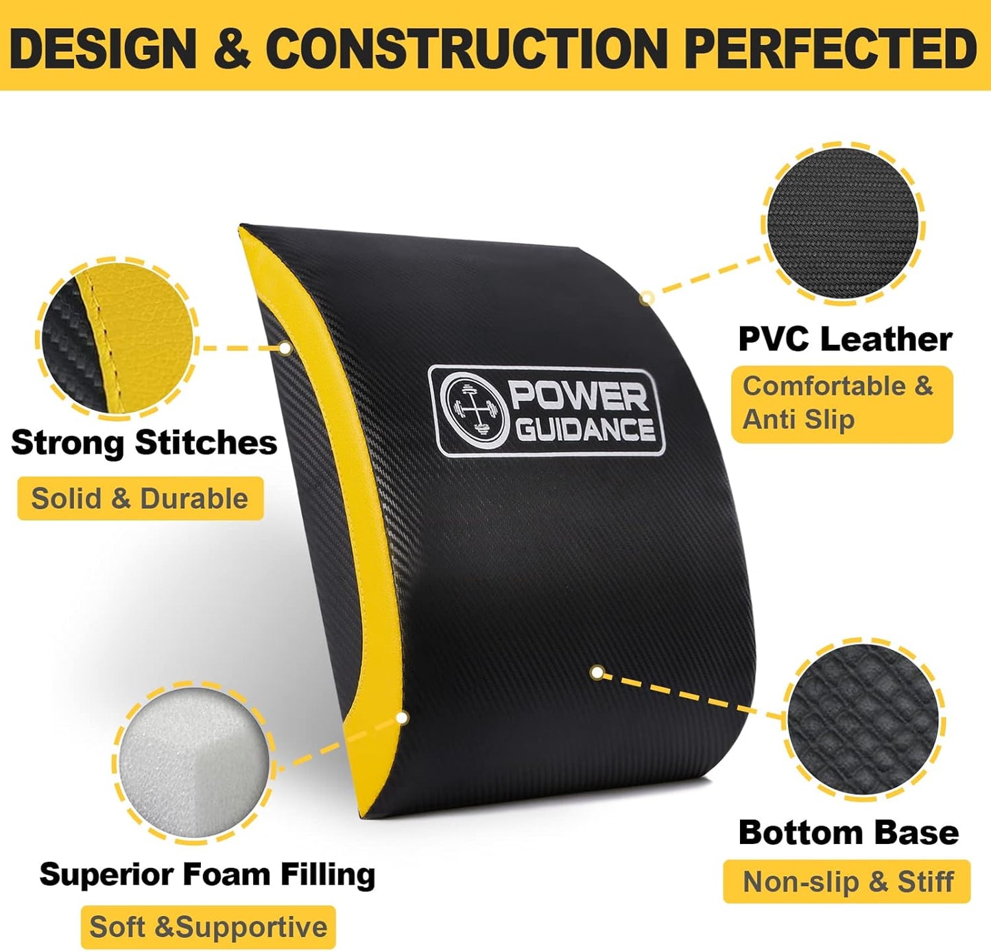 POWER GUIDANCE Ab Exercise Mat - Sit Up Pad - Abdominal & Core Trainer Mat for Full Range of Motion Ab Workouts