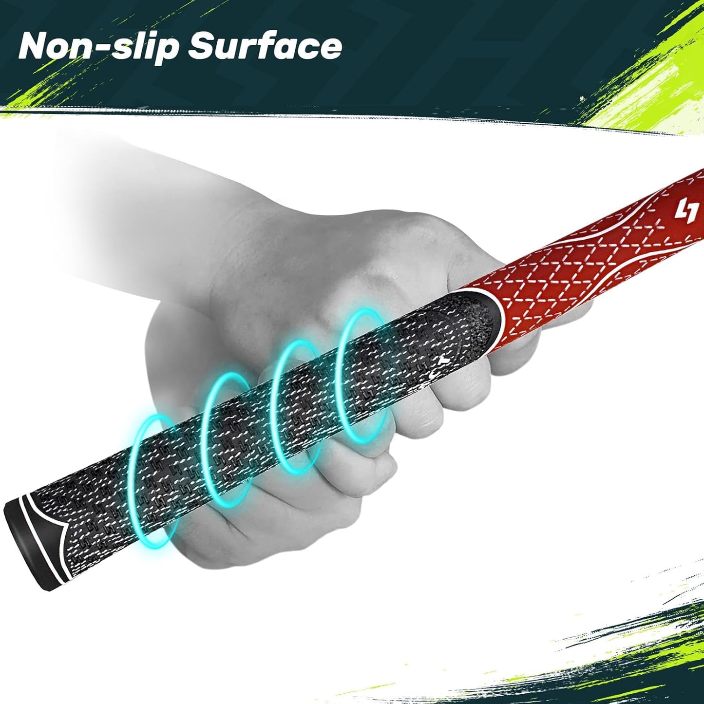 SAPLIZE Hybrid Golf Grips (CL07) - Set of 13, Innovative Design, Cross Corded Rubber Technology, Options of 8 Colors, Standard/Midsize, Basic/Deluxe Kit for Choice, Multicompound Golf Club Grips