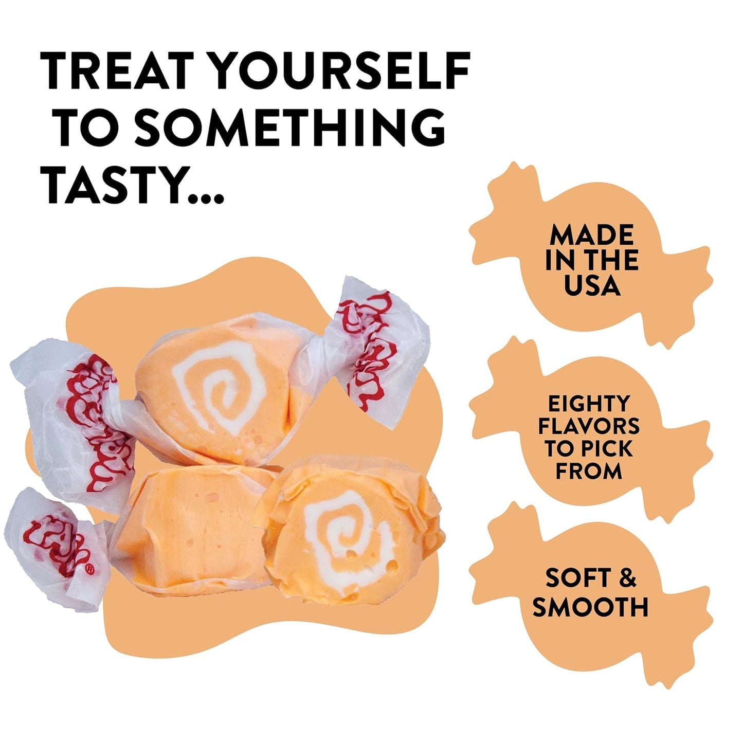 Taffy Town Saltwater Taffy, Orange Cream, 2.5Lb