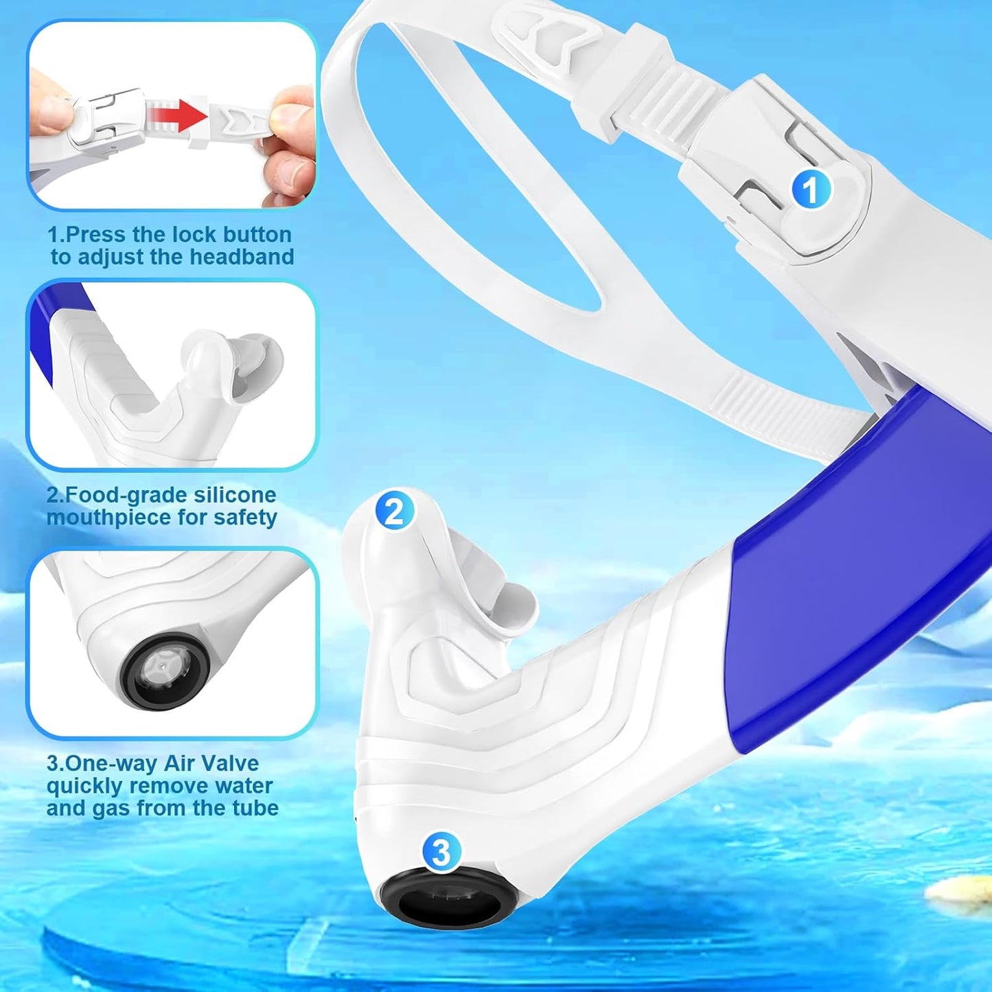 Greatever Detachable Portable Snorkel for Lap Swimming Unisex-Adult Silicone Adjustable Headband One Way Exhaust Valve