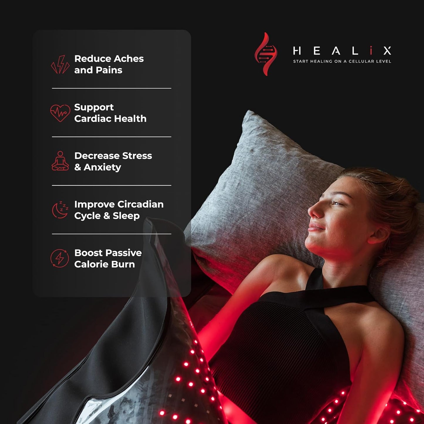 Healix Infrared Sauna Blanket Zero EMF – Portable Home Sauna Blanket for Relaxation & Wellness | Far Infrared Heating, VOC-Free, Adjustable Temp (77–176°F), Carbon Fiber Heating, Hook-and-Loop Closure