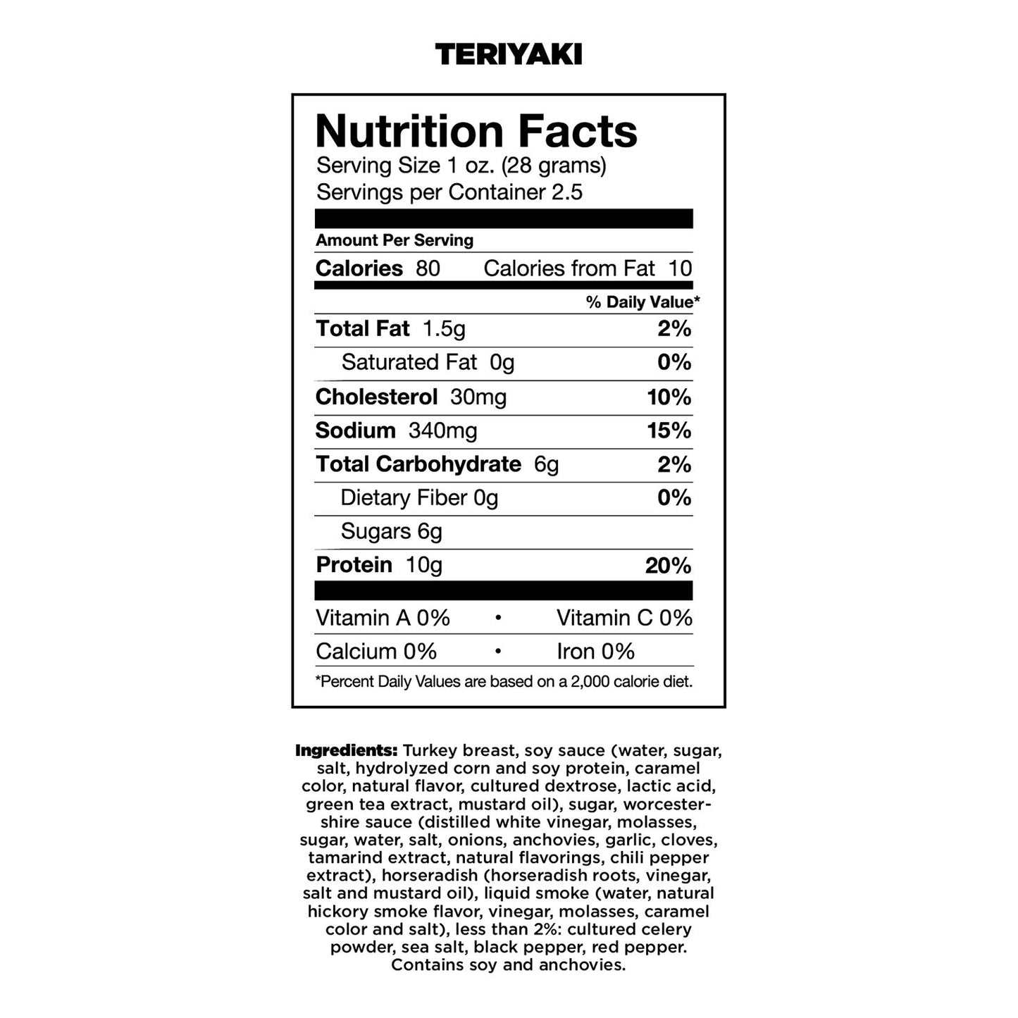 Chef's Cut Real Turkey Jerky, Teriyaki, 2.5 Ounce