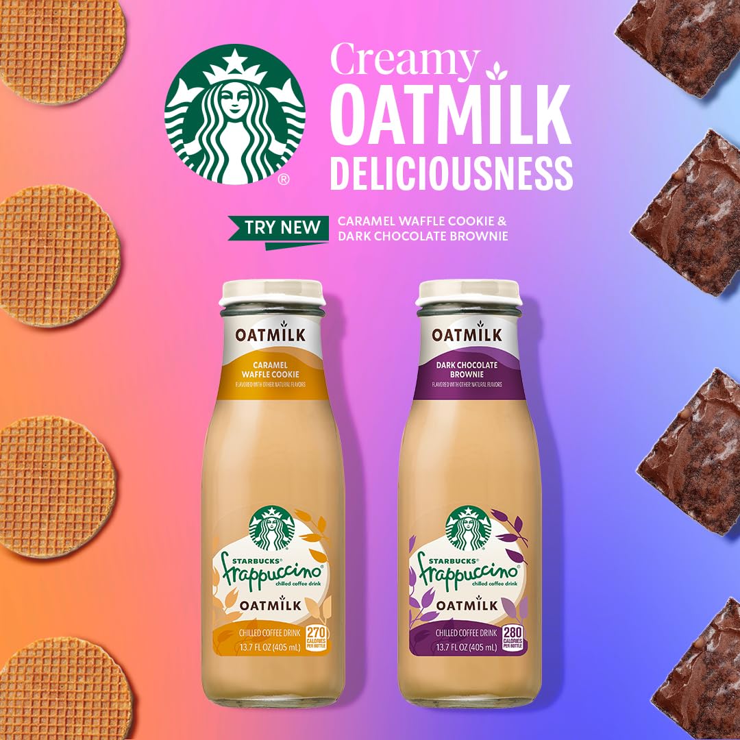 Starbucks Oatmilk Frappuccino, Coffee Drink, Dark Chocolate Brownie Oat Milk, 13.7 fl oz Bottles, Iced Coffee (Pack of 12)