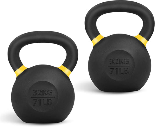Yes4All Powder Coated Cast Iron Kettlebell Strength Training Kettlebells Weight Set for Full Body Workout, Home Gym