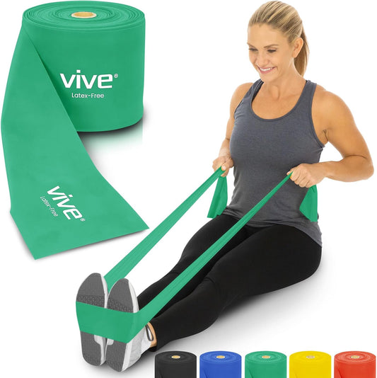 Vive Professional Resistance Bands - 25 Yard Non-Latex Roll for Physical Therapy, Lower and Upper Body Exercise Workout - Straight Elastic for Strength Training, Rehabilitation, Women, Men