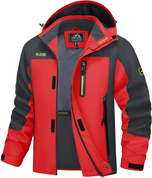 MAGCOMSEN Men's Hooded Windproof Water Resistant Rain Jacket Windbreaker 5 Pockets for Hiking,Fishing,Travel