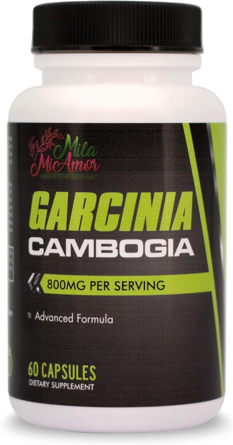 Mila Miamor Garcinia Cambogia Extract Supplement (50% HCA), 800 mg for Weight, Metabolism, Appetite & Energy Support, Caffeine Free, Non-GMO, Gluten Free, 60 Capsules