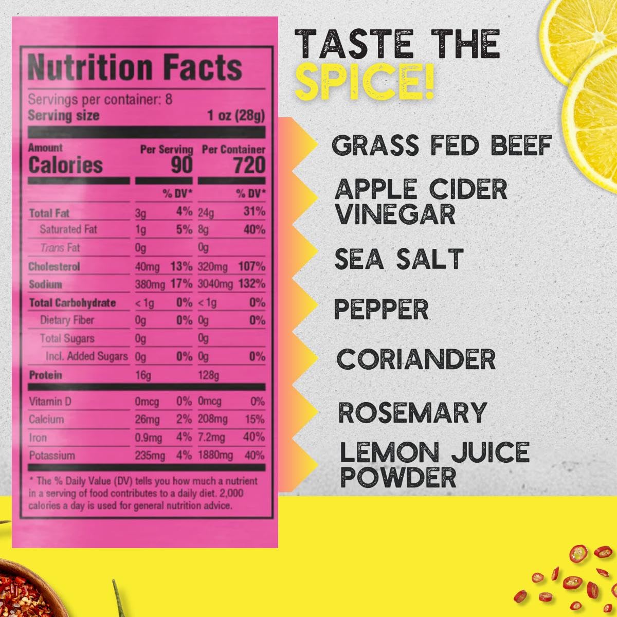 Brooklyn Biltong Air Dried Grass Fed Beef Snack, South African Beef Jerky (8 oz, Pack of 1) - Whole30 Approved, Paleo, Keto, Gluten Free, Sugar Free, Made in USA - (Peri Peri)