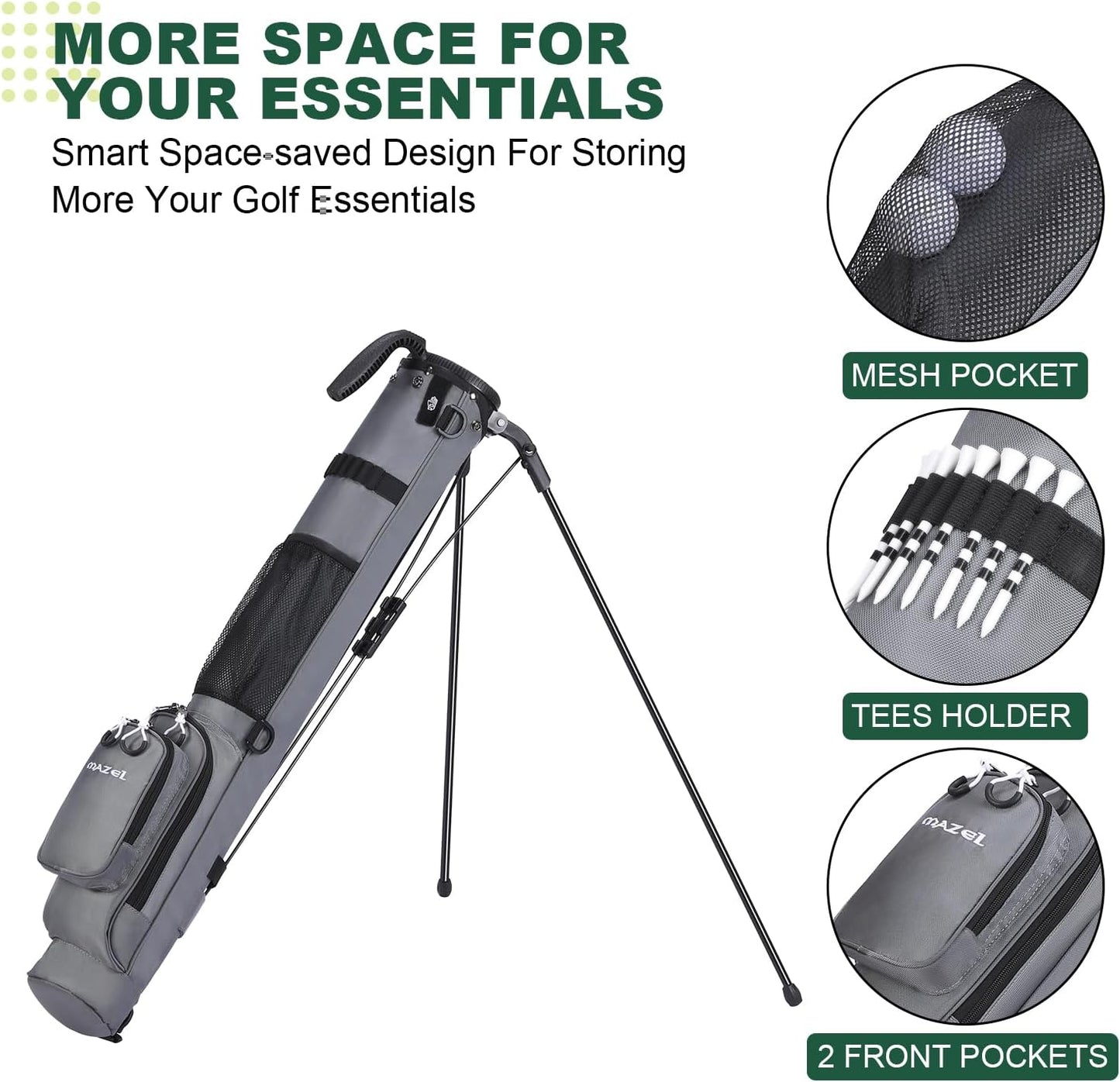 MAZEL Lightweight Golf Bag for Men – Easy to Carry Golf Clubs Bag with Shoulder Strap,Pitch n Putt Golf Stand Bag for Driving Range,Par 3 and Executive Courses - Fit Up to 8 Clubs