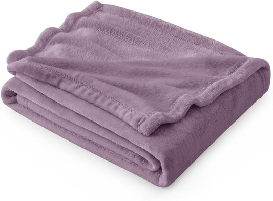 Bedsure Fleece Throw XL Blanket Fog Purple - 300GSM Soft Lightweight Plush Cozy Blankets for Bed, Sofa, Couch, Travel, Camping, 50x70 inches