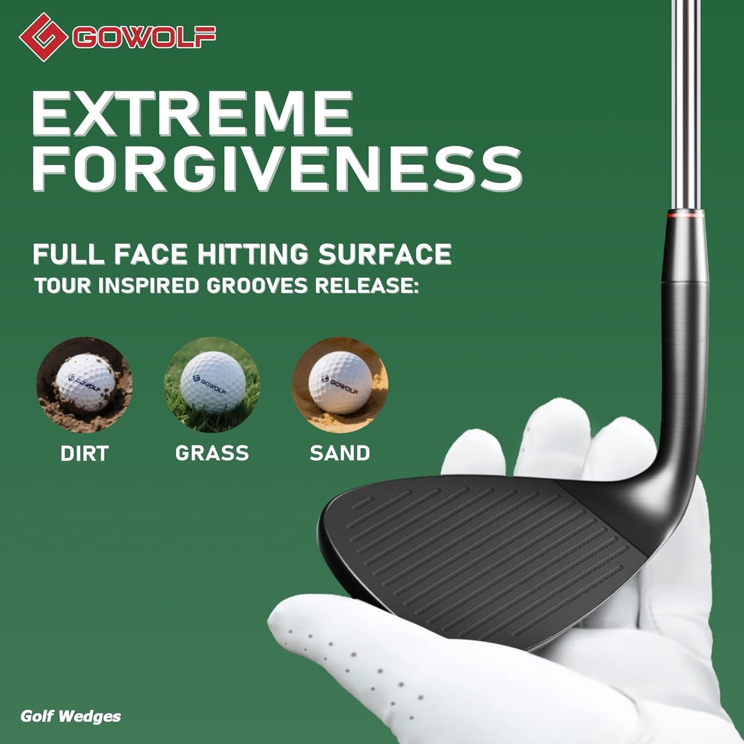 Gowolf Premium Forged Full Face Golf Wedges 50/52/54/56/58/60 Degree Individual or Sets for Men, Right Hand Gap Wedge Sand Wedge Lob Wedge, Golf Clubs CNC Milled Face for More Spin - Great Golf Gifts