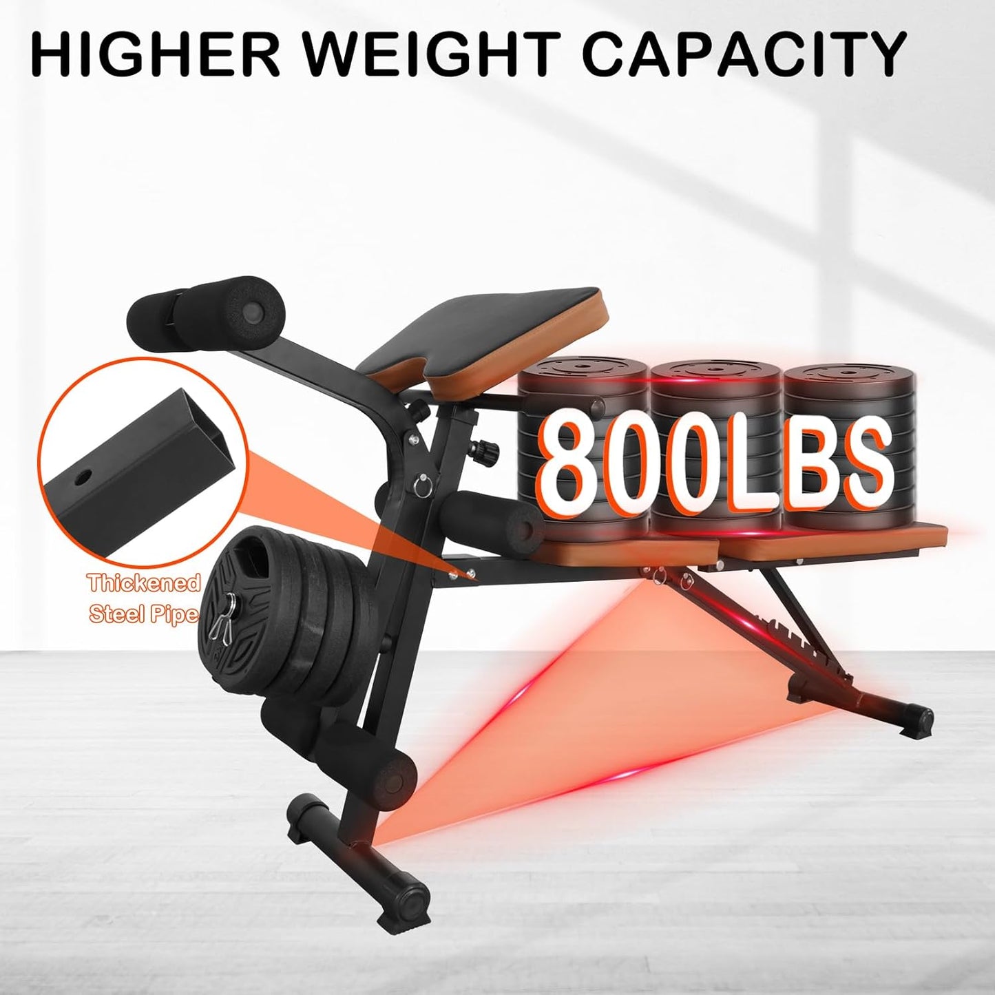 PENSUN Adjustable Weight Bench, Foldable Workout Bench Press for Home Gym Exercise, Flat Incline Decline Sit Up Position for Full All-in-One Body Strength Training W/Leg Extension and Preacher Pad