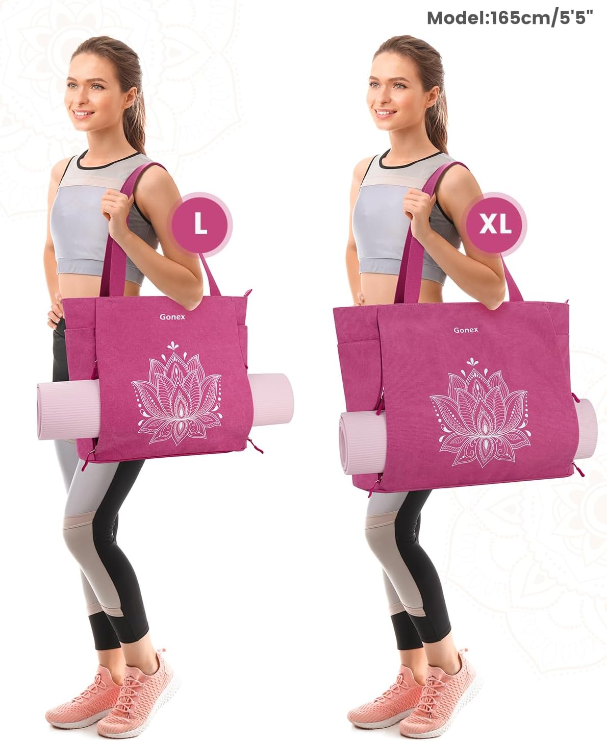 Gonex Yoga Mat Bag, Large Tote Bag with Multi Pockets for Women Men, Canvas Mat Carrier, Full Zipper Easy Access for Pilates Gym Travel