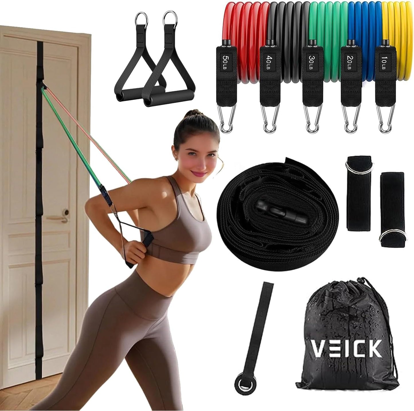 VEICK Resistance Bands, Exercise Bands, Workout Bands, Resistance Bands for Working Out with Handles for Men and Women, Exercising Bands for Fitness Weights Work Out at Home