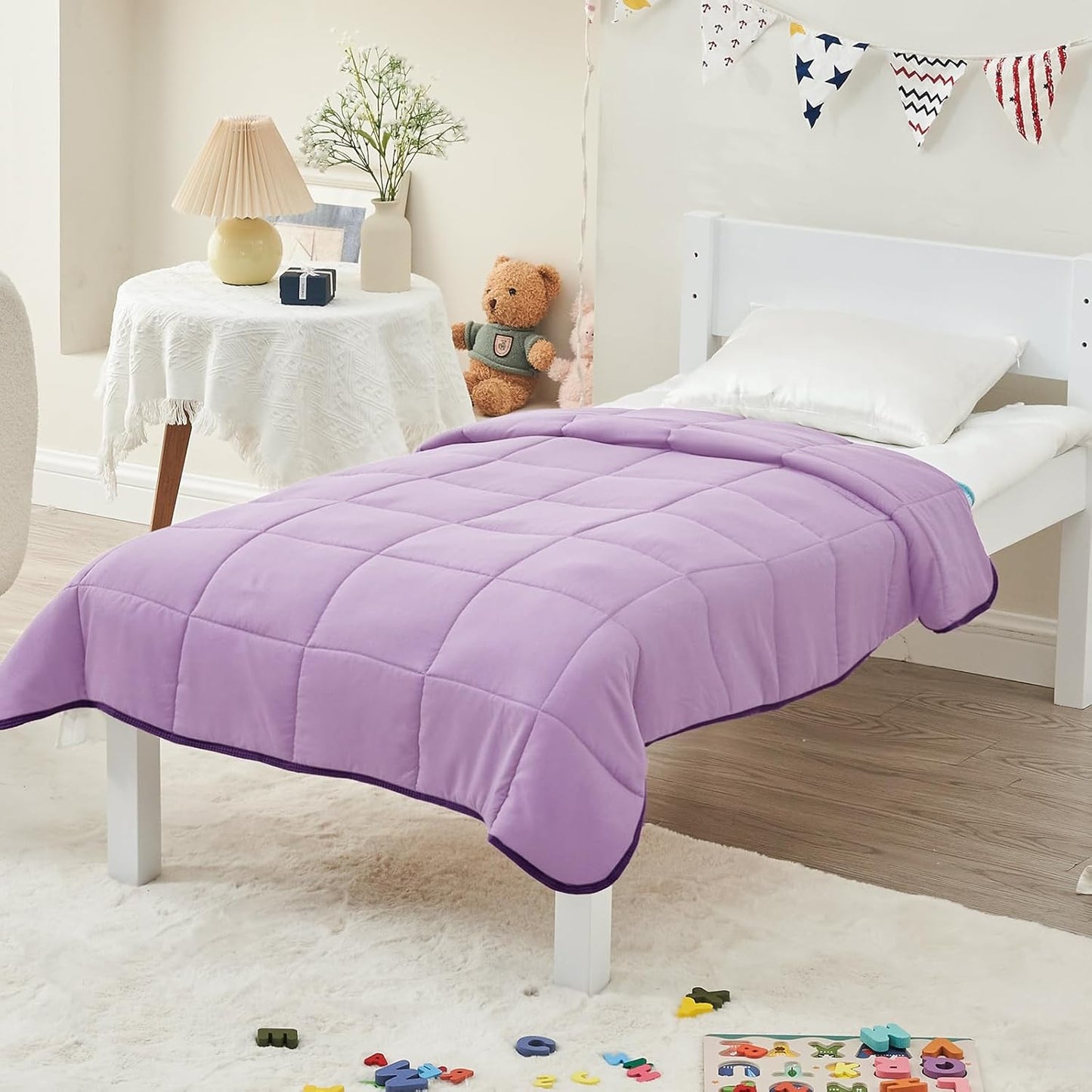 yescool Weighted Blanket (7 lbs, 41" x 60", Purple) Cooling Heavy Blanket for Sleeping Perfect for 60-90 lbs, Breathable Blanket with Premium Glass Bead, Machine Washable