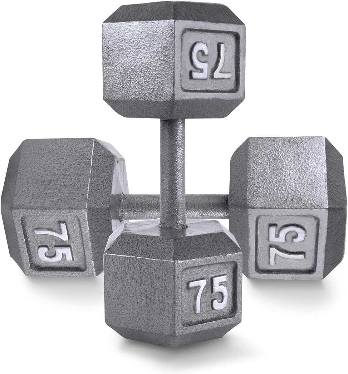 WF Athletic Supply Cast Iron Solid Hexagon Gray/Black Dumbbells, Strength Training Free Weights Set of 2 for Women and Men, Hand Weights Sold by Pairs, Multi-Select Size Options Available