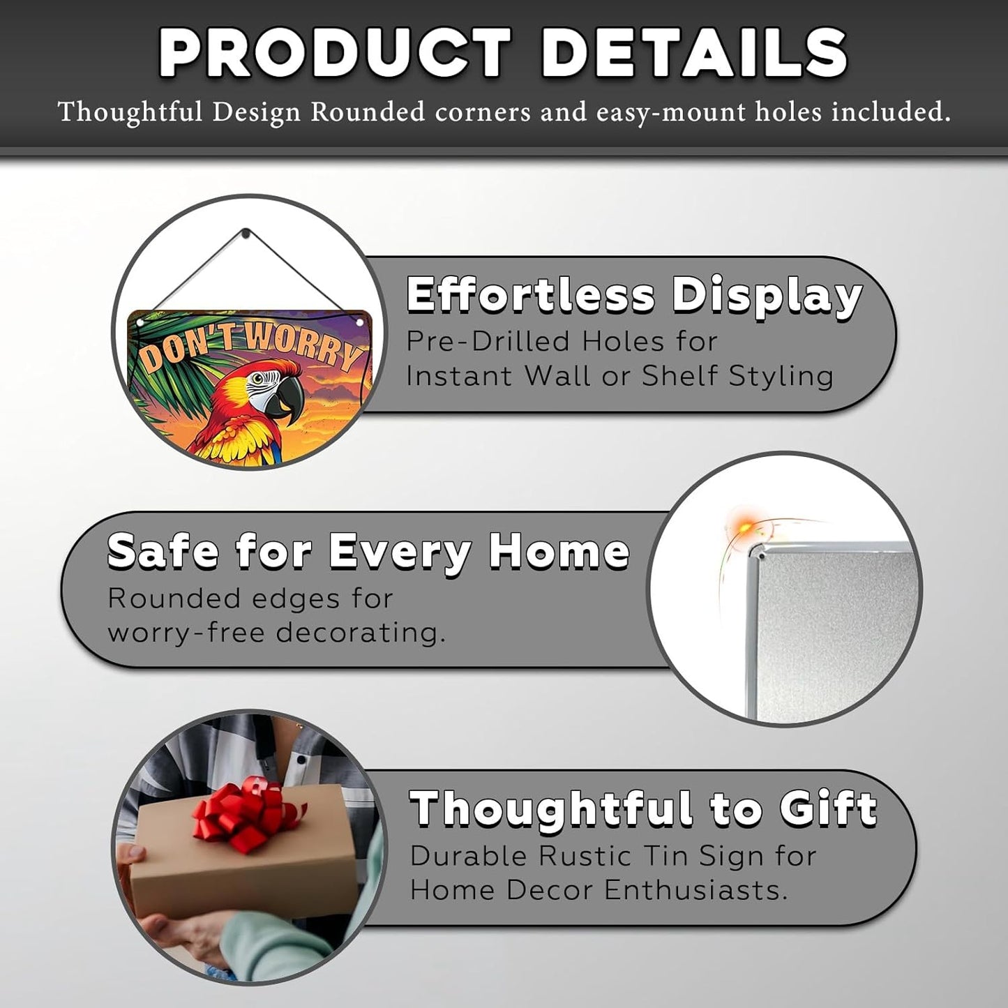 Vintage Tin Sign Don't Worry Be Happy Tin Sign The Beach Parrot for Home Farm Outdoor Bathroom Restaurant Cafes Bars Club Kitchen Garage Cute Vintage Art Wall Decor 12 * 16inch