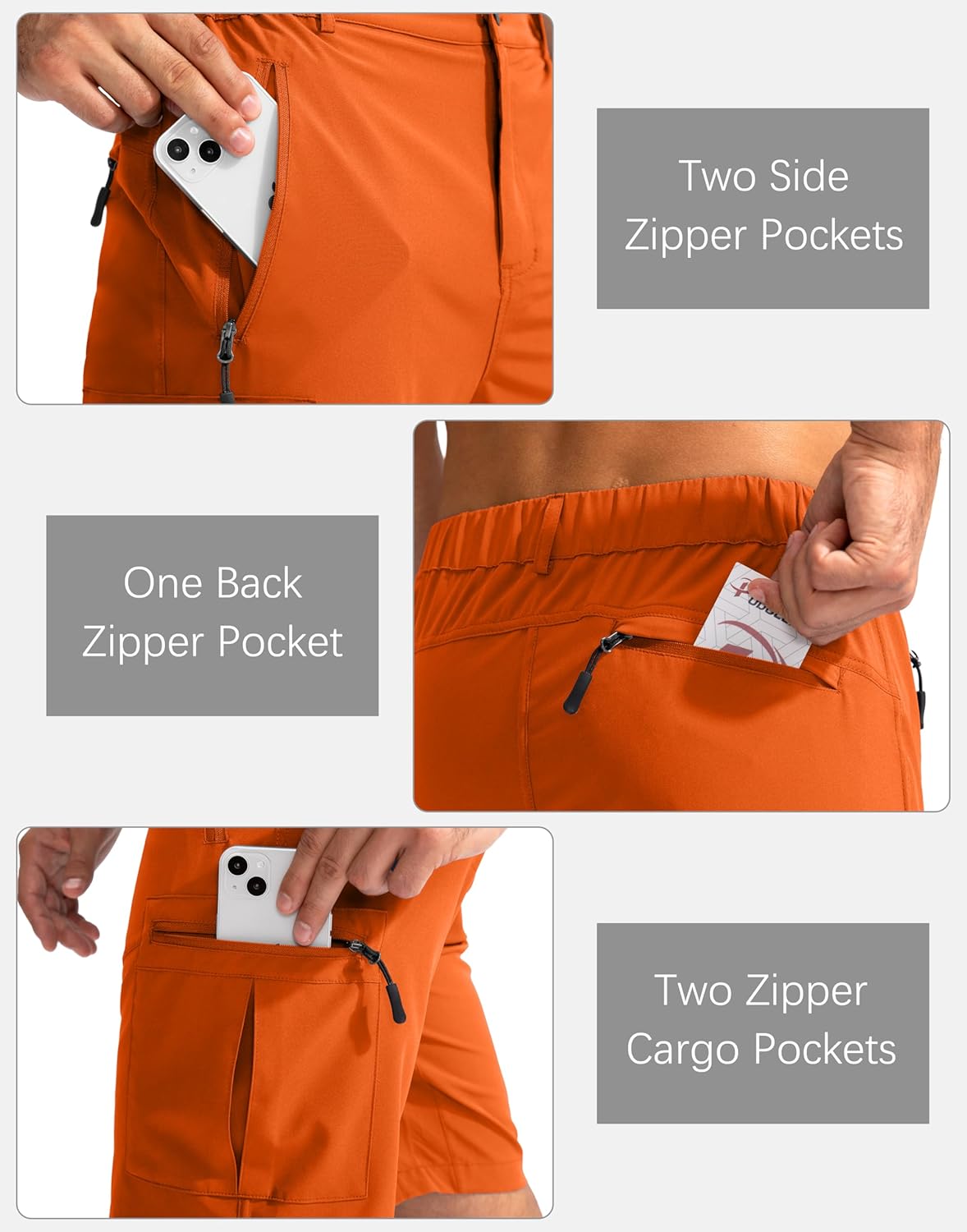 Pudolla Men's Hiking Cargo Shorts 9" Lightweight Outdoor Work Shorts for Men Travel Golf Camping Casual with 5 Zipper Pockets