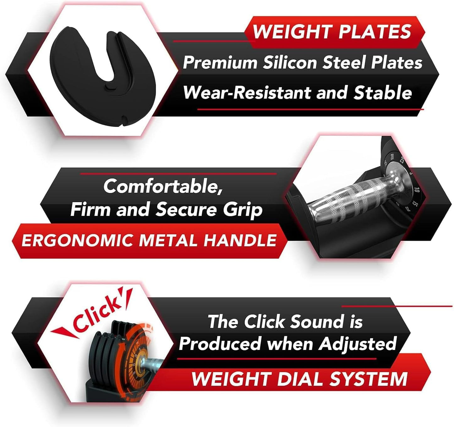 Keppi Adjustable Dumbbells Set-25lb/40lb/55lb/60lb, Anti-Slip Metal Fast Adjust Weight Handle, Exercise & Fitness for Full Body Workout - Adjustable Dumbbell Series