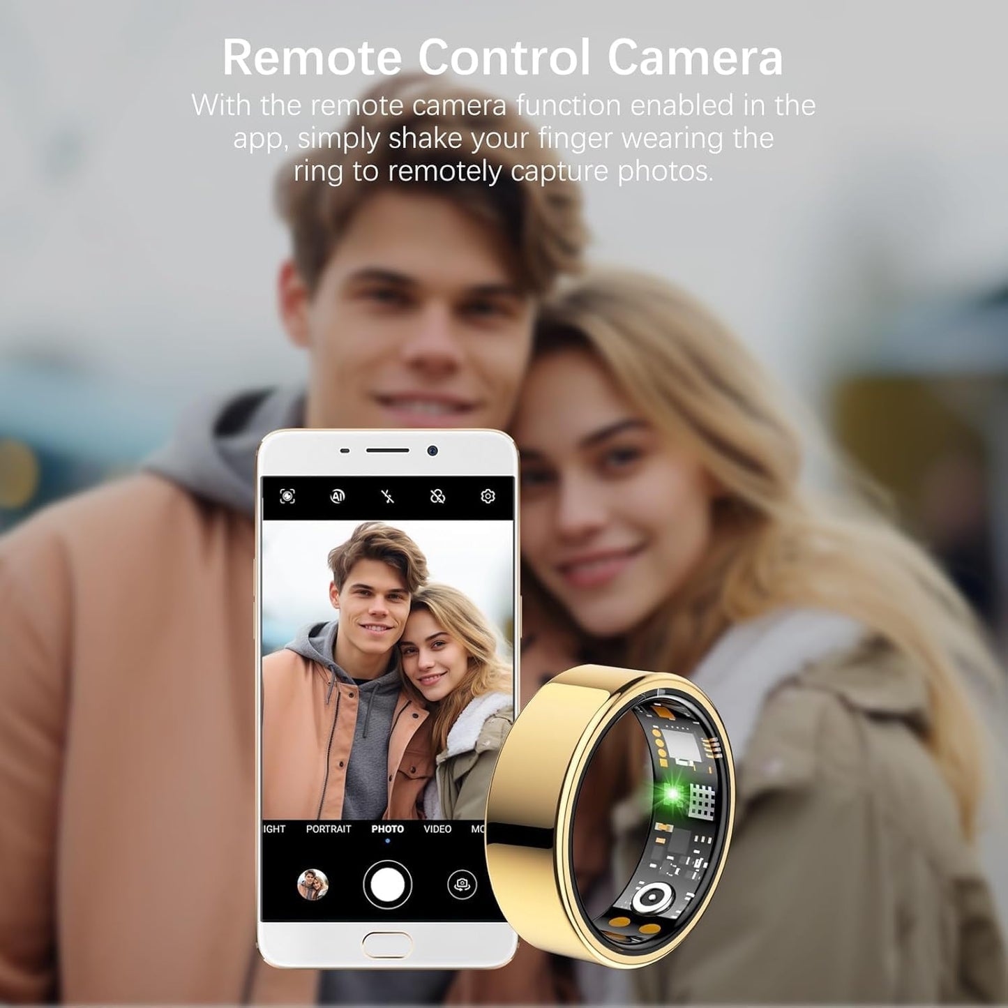 Health Tracker Ring, Smart Health Ring for Women Men with Heart Rate, Blood Oxygen, Sleep Monitor, Steps,Calories, No Subscription Fee, IP68 Waterproof Smart Ring for iPhone & Android (Gold, 10#)