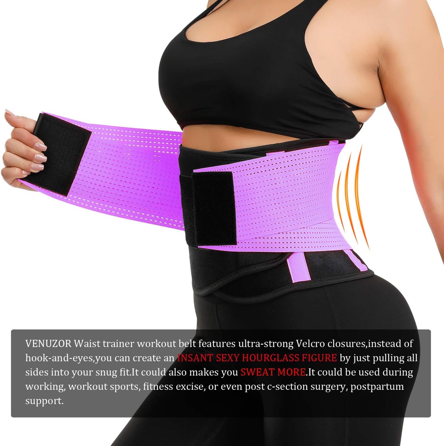 VENUZOR Waist Trainer Belt for Women - Waist Cincher Trimmer - Slimming Body Shaper Belt - Sport Girdle Belt (UP Graded)