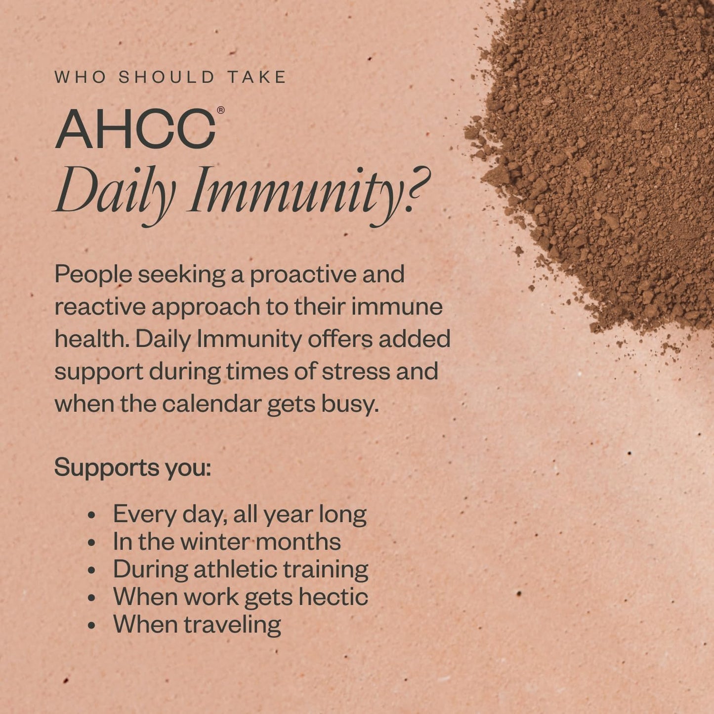 SHII AHCC Daily Immunity Powder, 2.1 Oz - Vegan, Gluten-Free Immune Support Supplement with AHCC, Easy-to-Mix Shiitake Mushroom Powder for Quick Absorption, Promotes Immune Response & Cellular Health