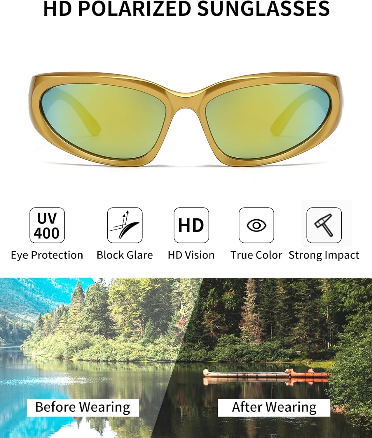 SOAR&EAGLE Y2K 3Pack Polarized sunglasses Wrap Around Men's Women's sunglasses Fashion Sport Shades Sun Glasses