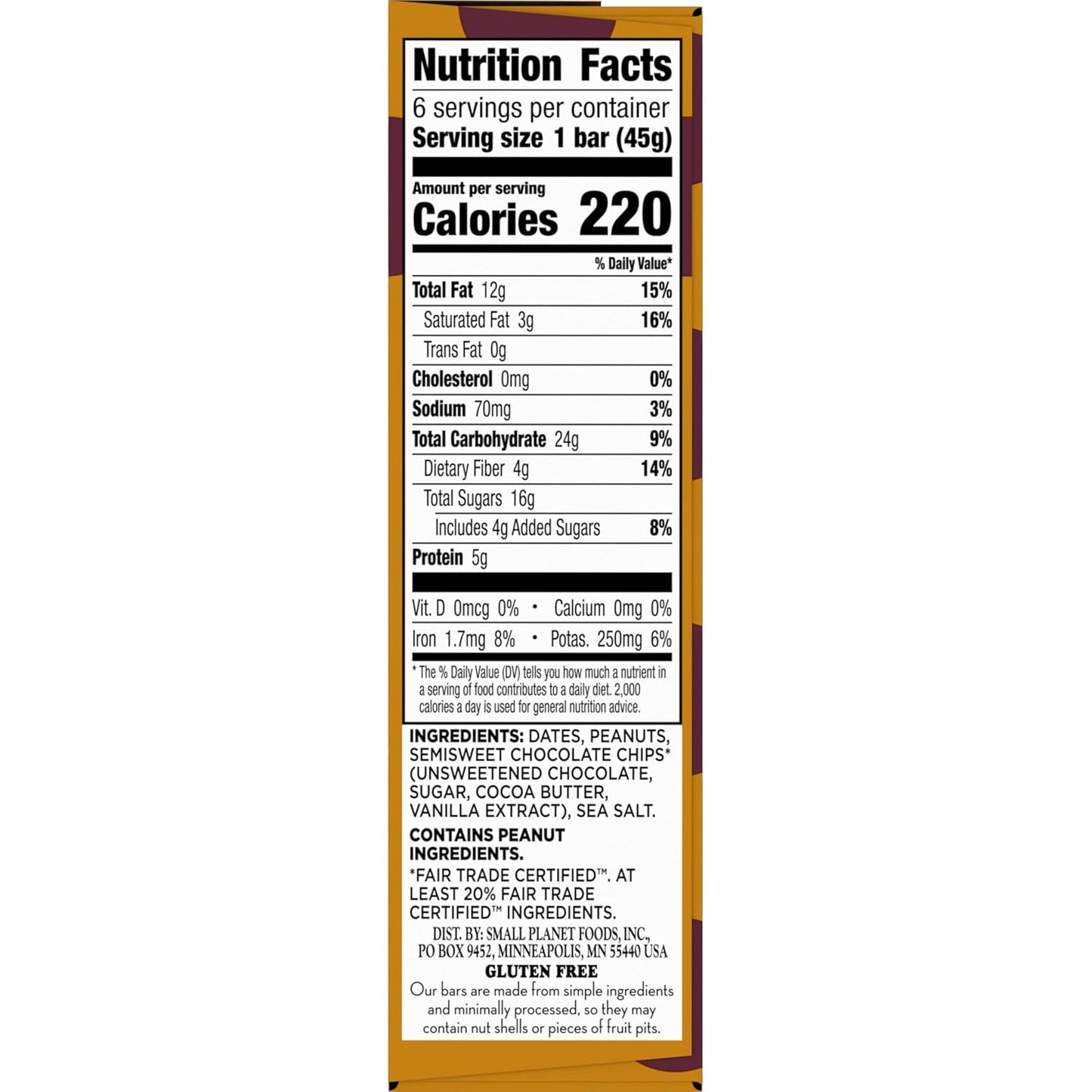 Larabar Peanut Butter Chocolate Chip, Fruit and Nut Bars, Gluten Free and Vegan, 9.6 oz, 6 Ct