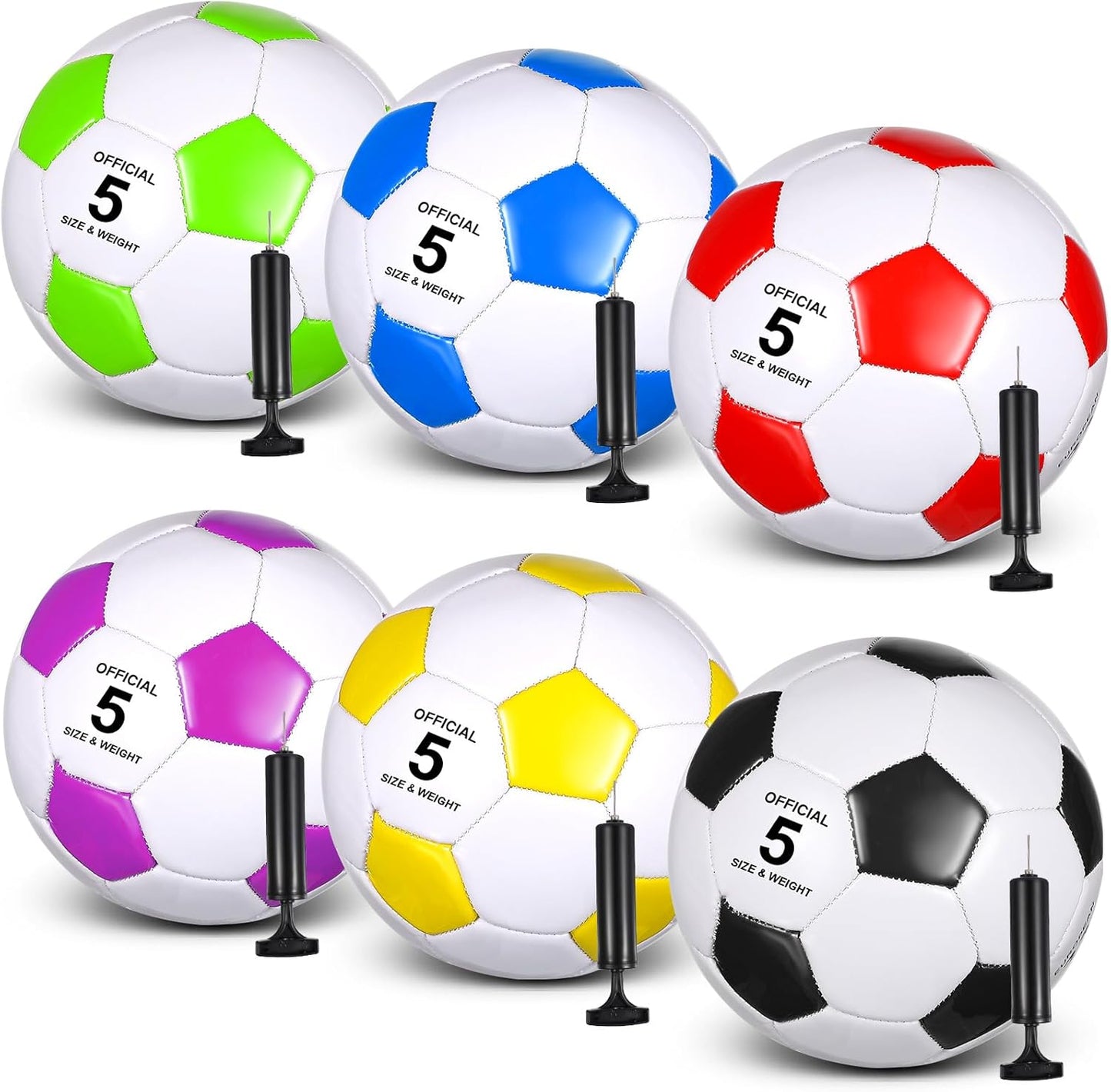 6 Pcs Operation Christmas Soccer Ball Bulk with Pump Needles, Size 3 4 5 Deflated Soccer Ball Gift for Youth Adult Game Training Practice Christian Charity Donation Supplies