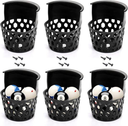6 Pack Pool Table Pockets, Heavy Duty Billiard Set Including 4 Corner and 2 Side Pockets