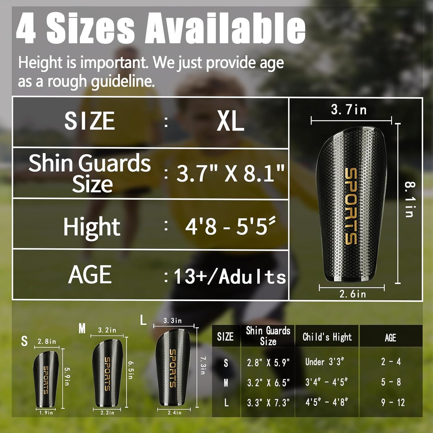 Soccer Shin Guards for Kids Adults, Toddler Shin Pads Set with Sleeves and Long Soccer Socks for Age 2-16 Boys & Girls, Youth &Men, Lightweight Soccer Equipment