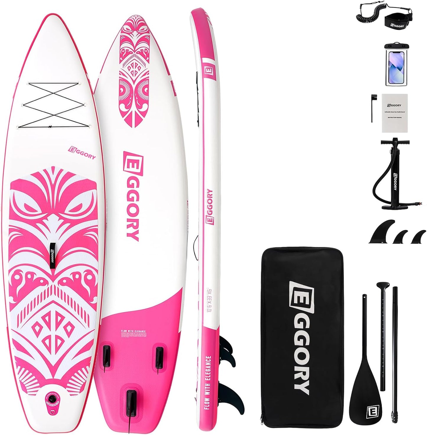 Inflatable Paddle Board,Stand Up Paddle Board Set, Extra Wide SUP Board with Removable Fin, Floating Paddle, Hand Pump, Waterproof Phone Pouch,Traveling Board
