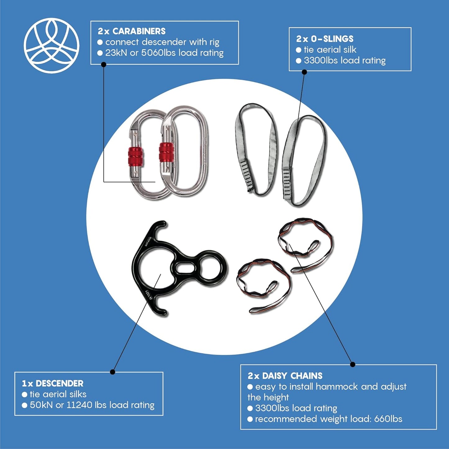 Aerial Silks Starter Kit - Durable 9 Yards of Aerial Yoga Hammock with Hardware & Guide - Aerial Swing for Acrobatic Flying Yoga & All Levels (Aerial Rigging Point Up to 13ft)