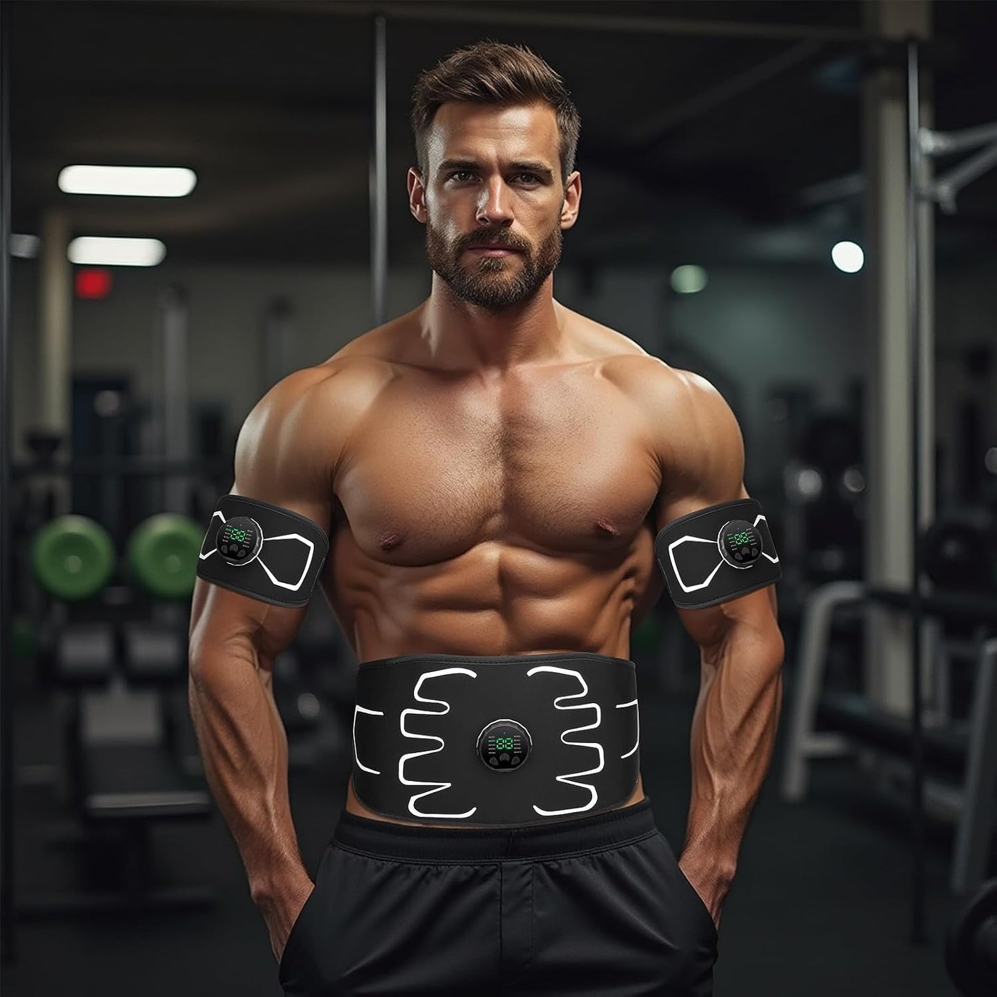 Electronic Muscle Stimulator - Portable Powered Ab Stimulator Muscle Toner for Muscle Conditioning,EMS Ab Machine,Fitness Strength Training Workout Equipment for Men and Women