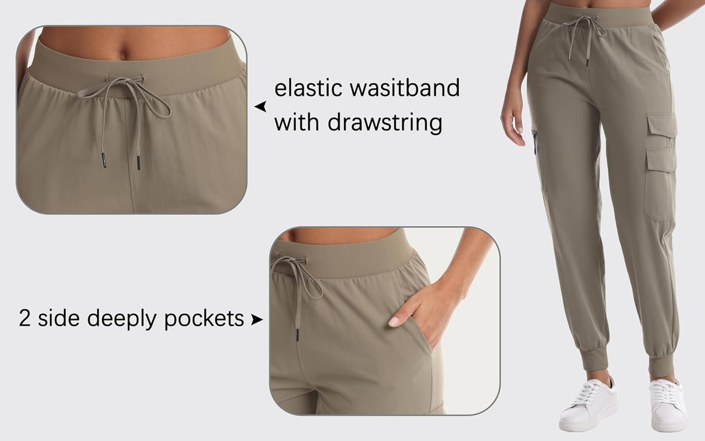 Women's Hiking Pants with Pockets Water Resistant Lightweight Quick Dry Cargo Pants for Travel Outdoor