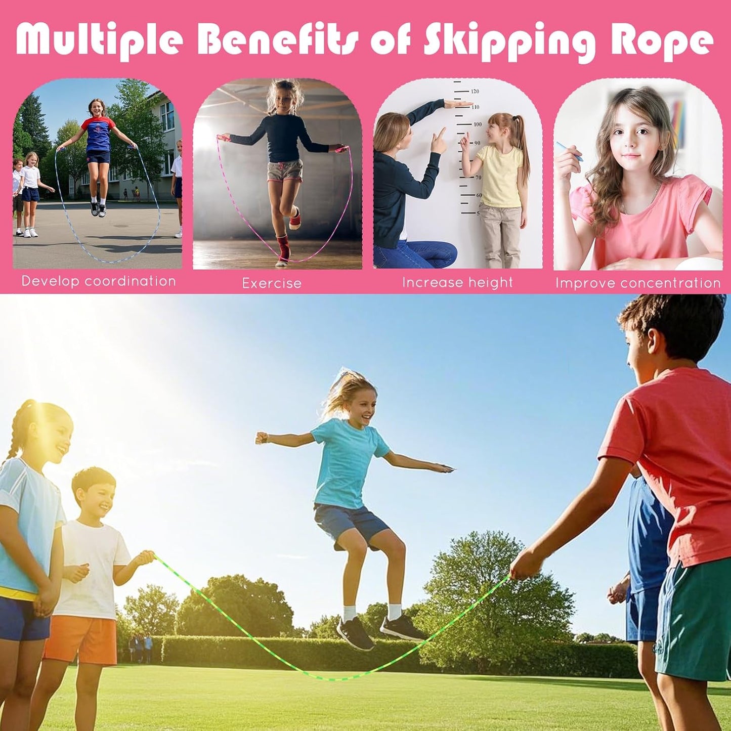 12 Pack Jump Ropes for Kids,Beaded Jump Rope,Adjustable Length Tangle-Free Segmented Jumping Rope,Beaded Skipping Ropes for Kids,Men,Women,Adults Exercise,8.2 Ft