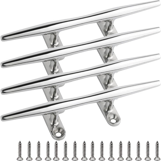 SHENGHUISS Boat Cleat 316 Stainless Steel Open Base Boat Dock Cleats（4"/5"/6"/8"/10"/12"） Silver/Gold for Boat, Dock, Kayaks, Nautical Decor ect