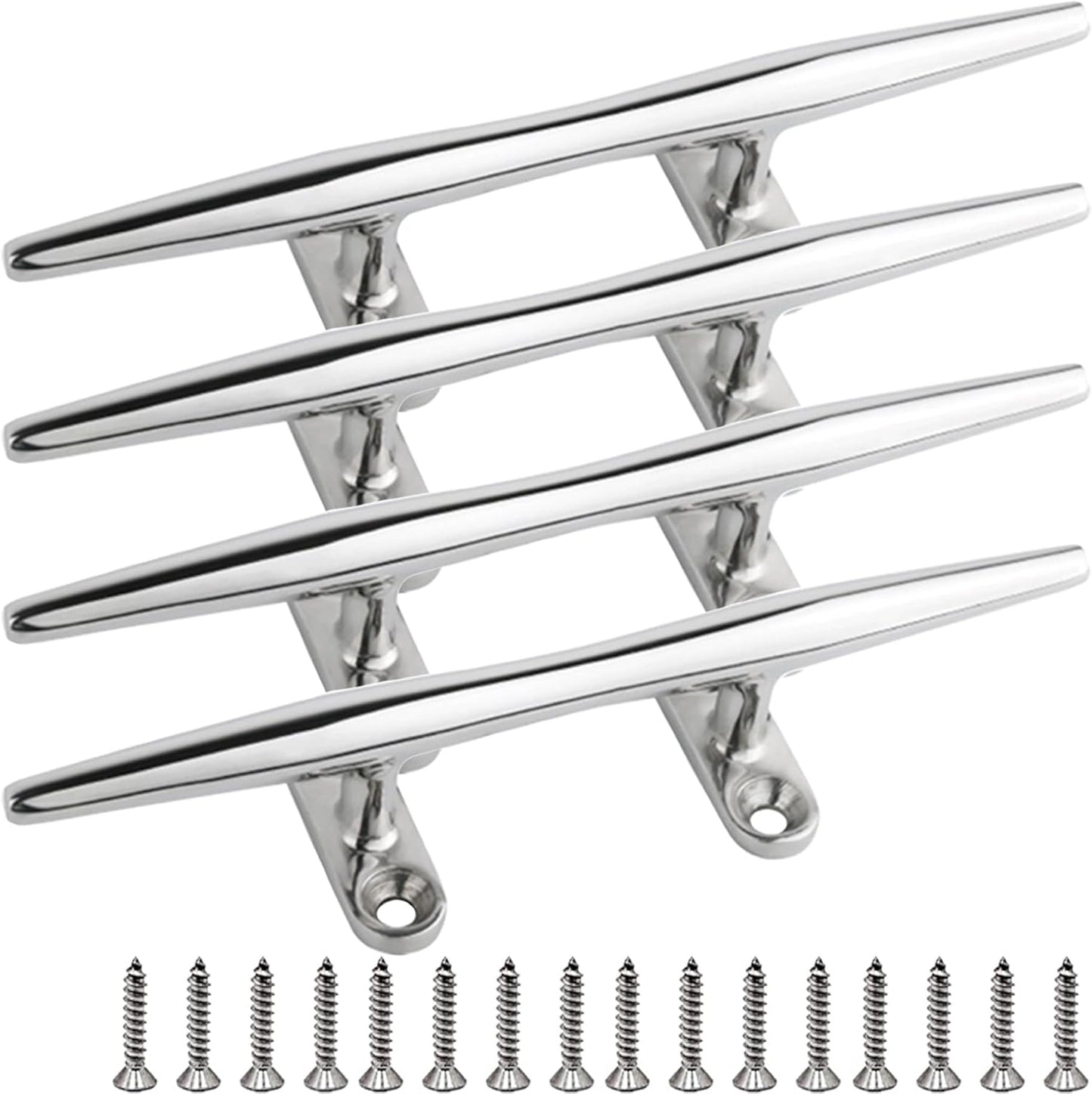 SHENGHUISS Boat Cleat 316 Stainless Steel Open Base Boat Dock Cleats（4"/5"/6"/8"/10"/12"） Silver/Gold for Boat, Dock, Kayaks, Nautical Decor ect
