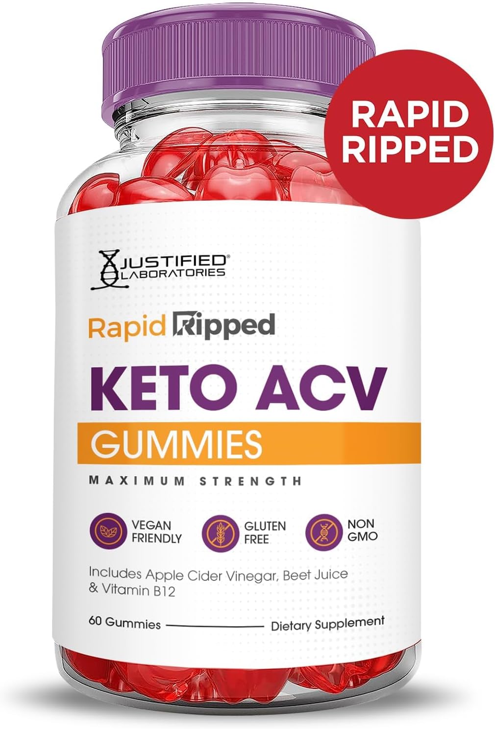 Justified Laboratories Rapid Ripped Keto ACV Gummies Advanced Formula 1000MG Rapidripped Keto Gummies Apple Cider Vinegar Formulated with Pomegranate Beet Juice Powder B12 Vegan Non GMO 300 Gummys