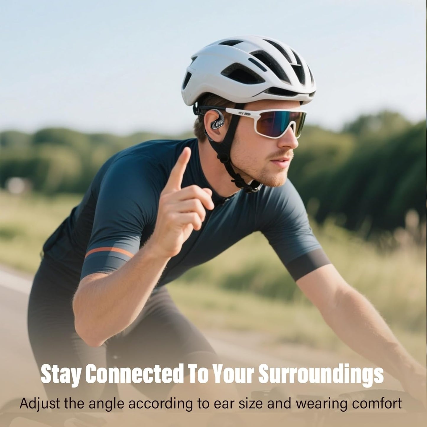 Open Ear Headphones, Bluetooth 5.4 Headphones Sports, Premium Sound with HD Mic Wireless Earbuds, 48H Playtime LED Power Display Ear Buds, IPX7 Lightweight Comfort Earphones for Running, Working