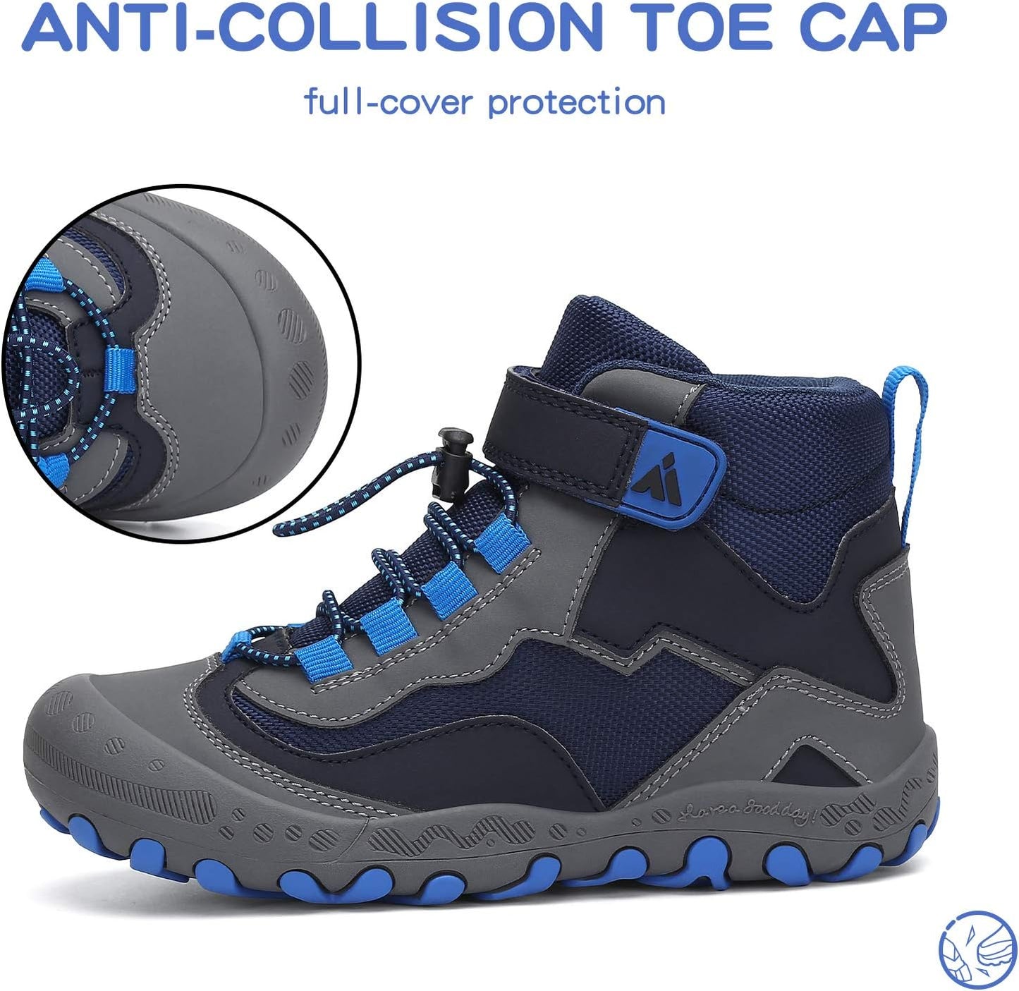 Mishansha Kids Water Resistant Hiking Boots, Boys Girls Anti Collision Anti-Skid Athletic Outdoor Adventure Trekking Shoes