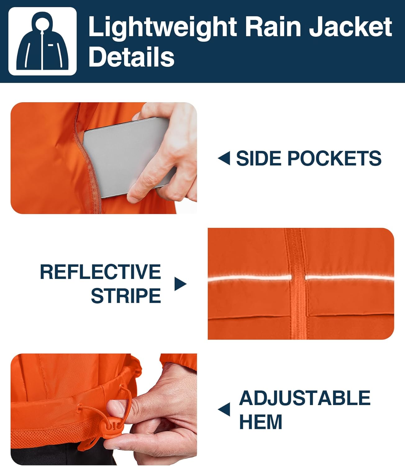 SWISSWELL Rain Jacket Men Waterproof Windbreaker, Lightweight Hooded Raincoat for Daily Casual