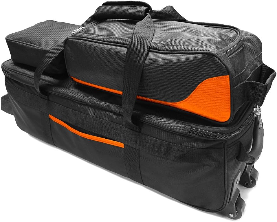 Pyramid Path Triple Tote Roller Plus Bowling Bag with Detachable Shoe Bag (Fits US Mens Size 15), Accessory and Side Pocket, Lightweight Travel Design